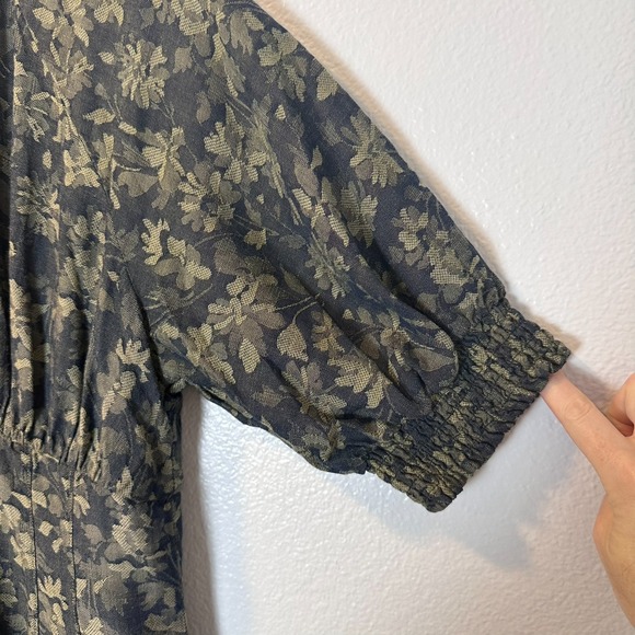 Anthropologie Size-M Women's Jumpsuit Linen Blend Floral Puff Sleeve - Picture 6 of 16